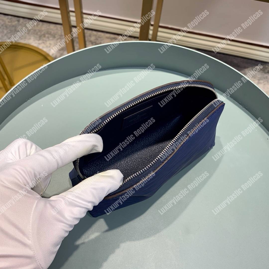 LV Cosmetic Pouch PM Epi Leather Indigo