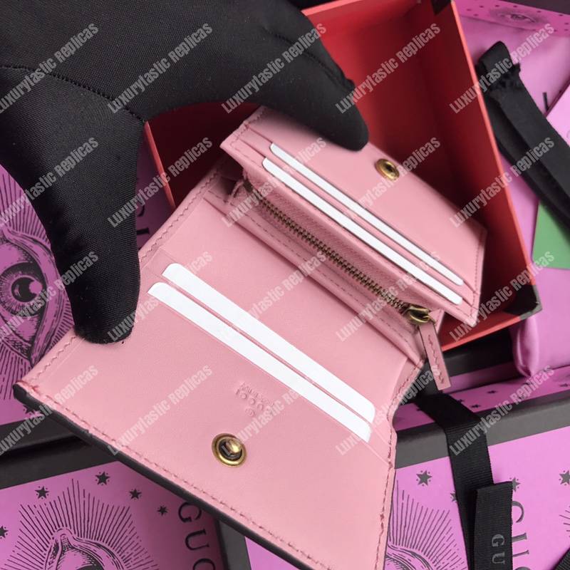 G*u*i queen margaret leather card case wallet white pink red