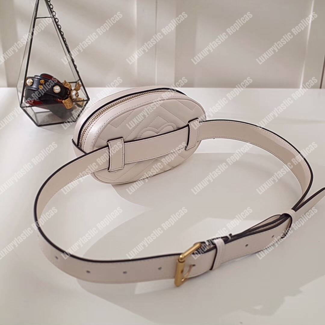 G*u*i gg marmont animal stud matelassé belt bag white