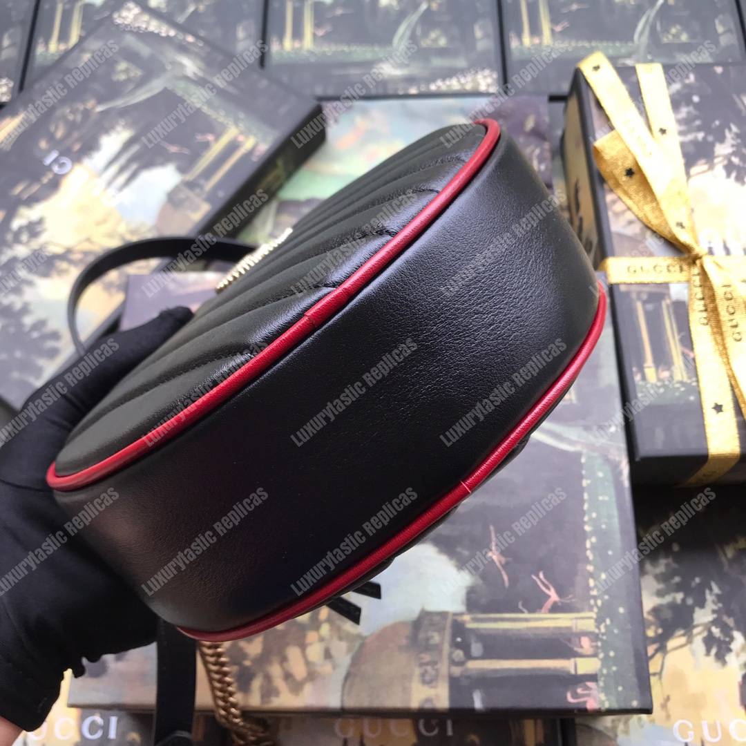 G*u*i gg marmont mini round shoulder bag black cerise