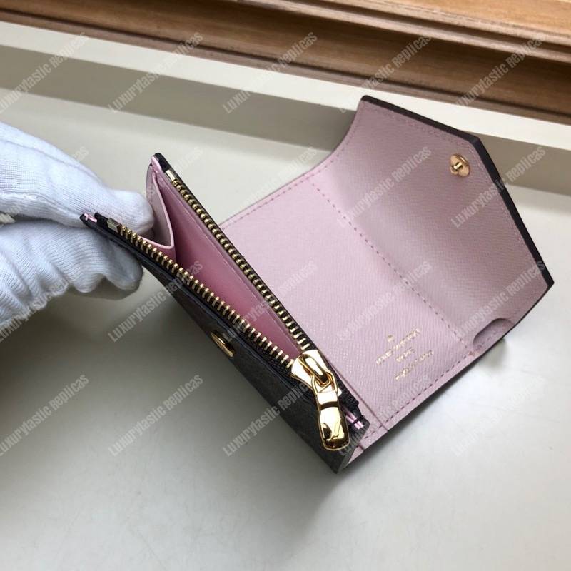 LV Zoé Wallet Monogram Rose Ballerine colored leather