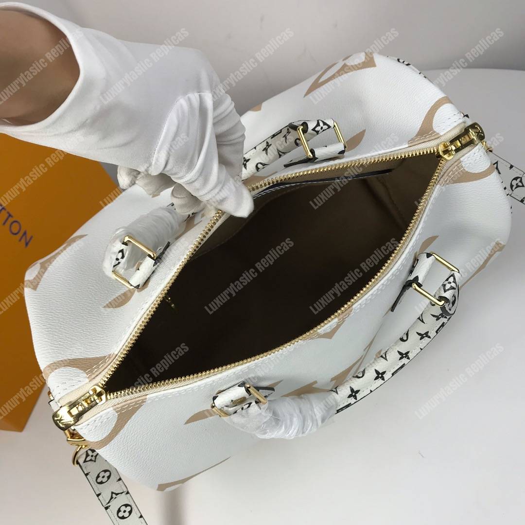 LV Speedy Bandouliere 30 Monogram Geant White