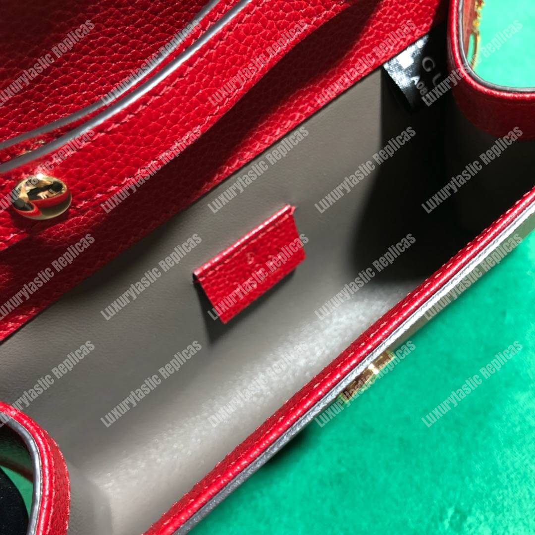 G*u*i zumi hibiscus red smooth leather mini bag