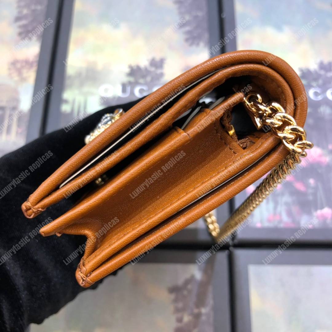 G*u*i rajah chain card case wallet beige