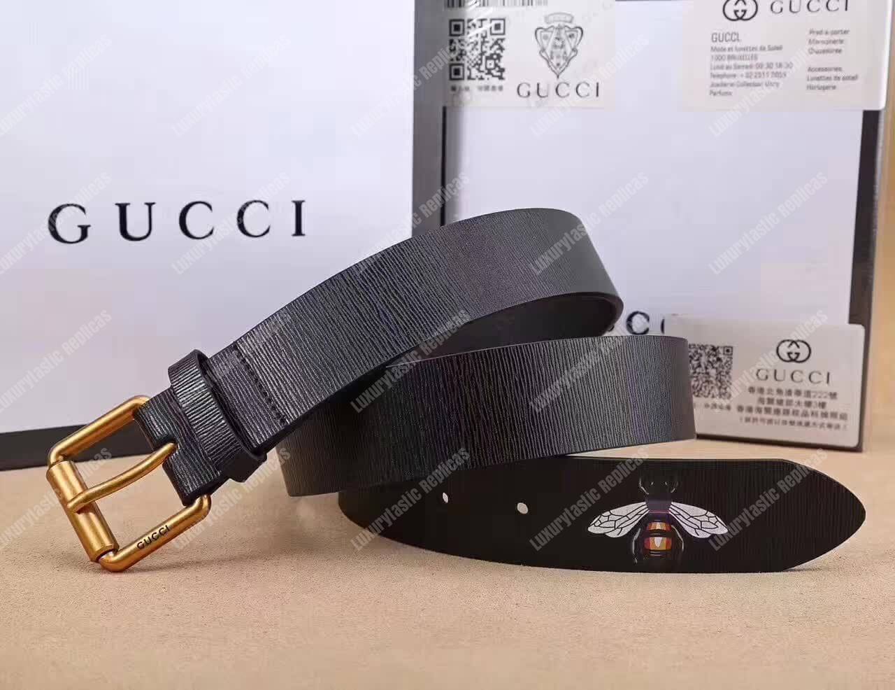 G*u*i leather belt with bee