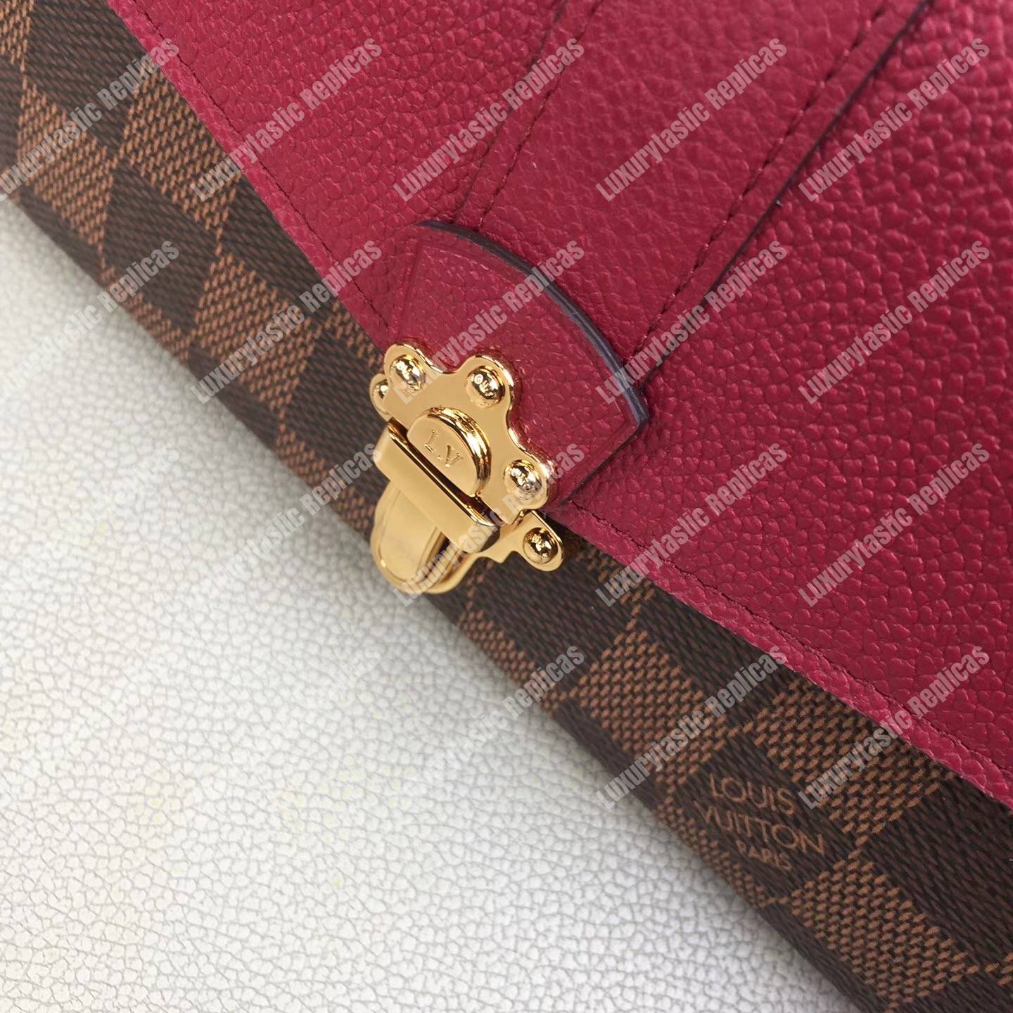 LV Clapton Wallet Damier Ebene Raisin