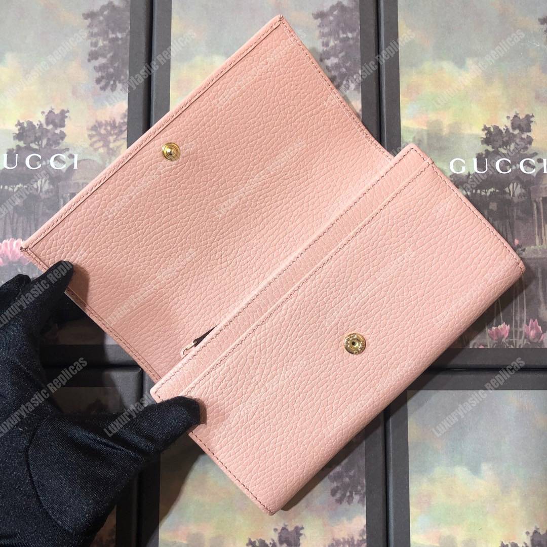 G*u*i light pink gg marmont leather continental wallet small gg metal