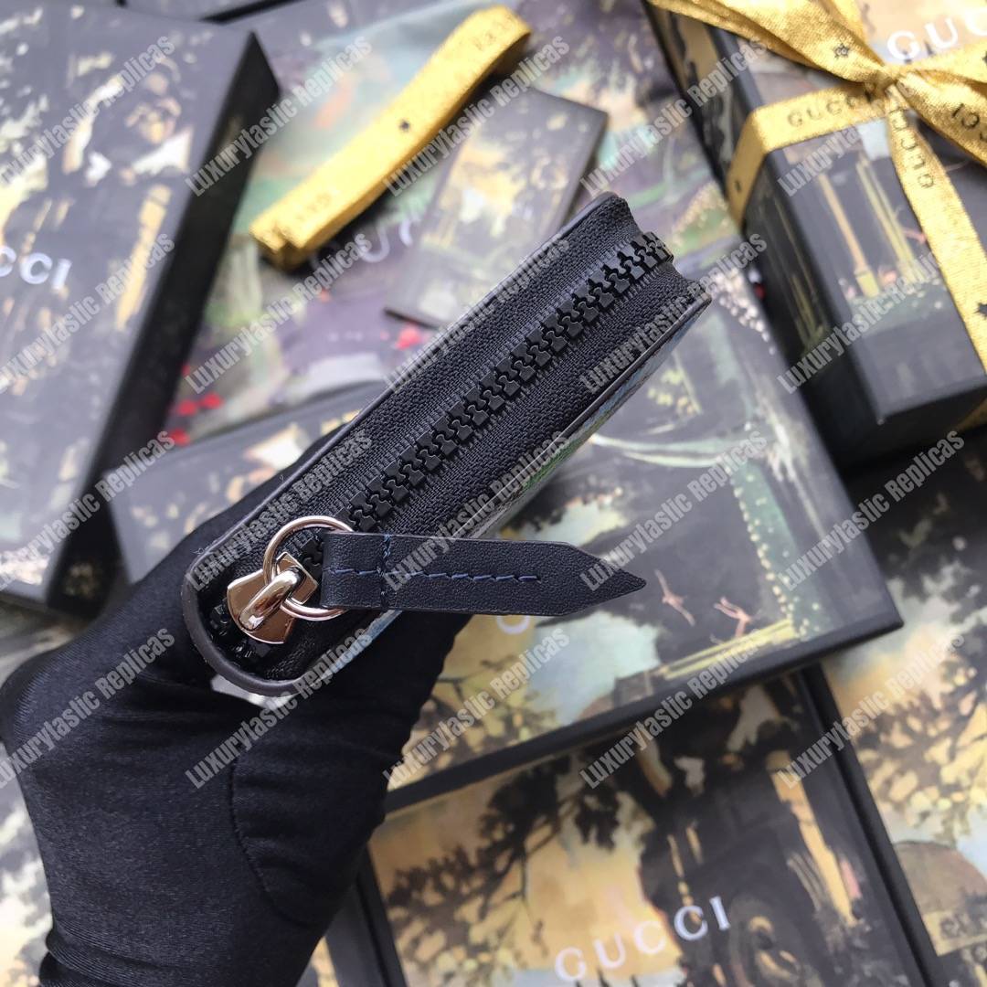 G*u*i gg blue blooms sup*e zip around wallet antique blue