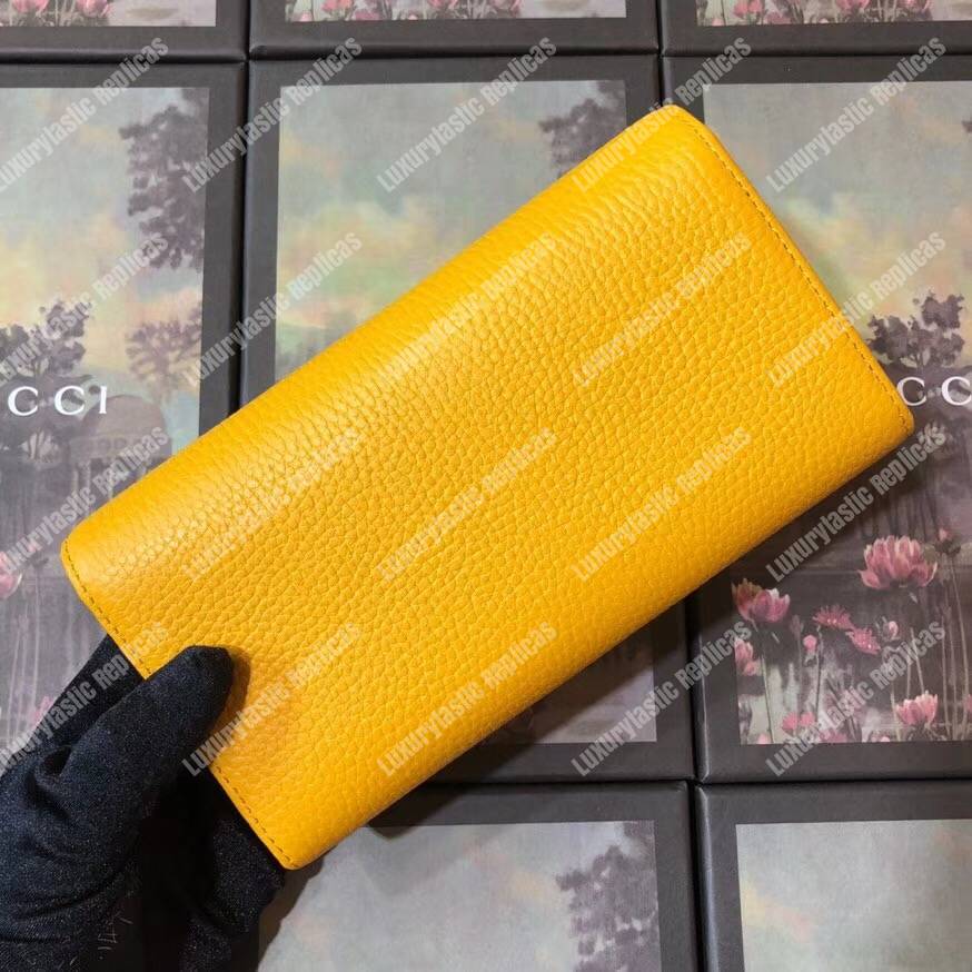 G*u*i garden leather continental wallet yellow with butterfly