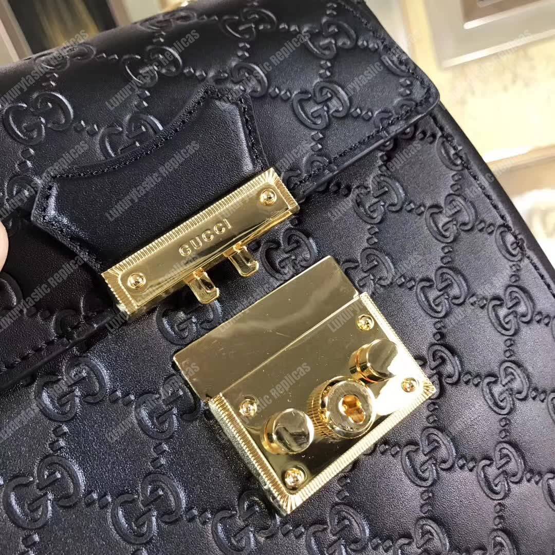 G*u*i padlock gg signature backpack black