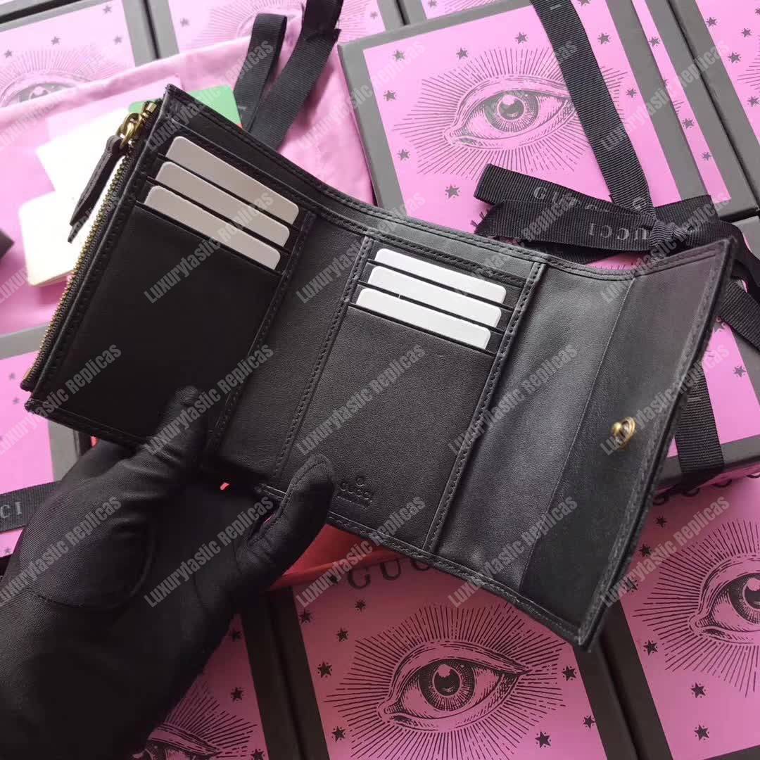 G*u*i gg marmont velvet flap wallet black