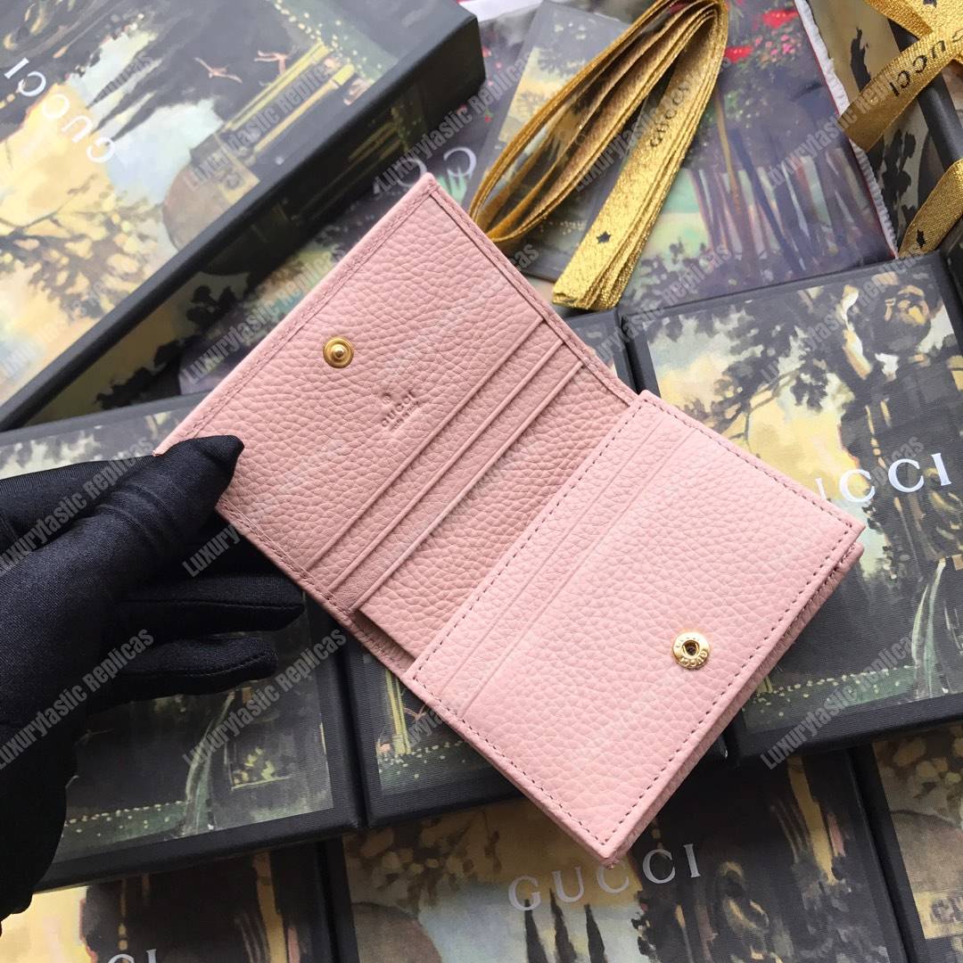 G*u*i leather card case wallet light pink