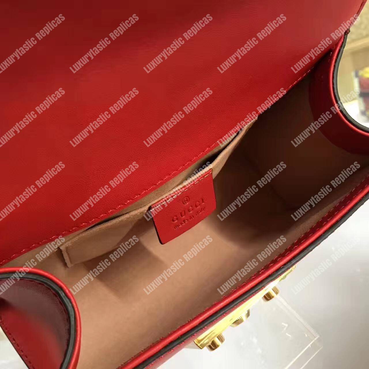 G*u*i padlock shoulder bag red with pearls