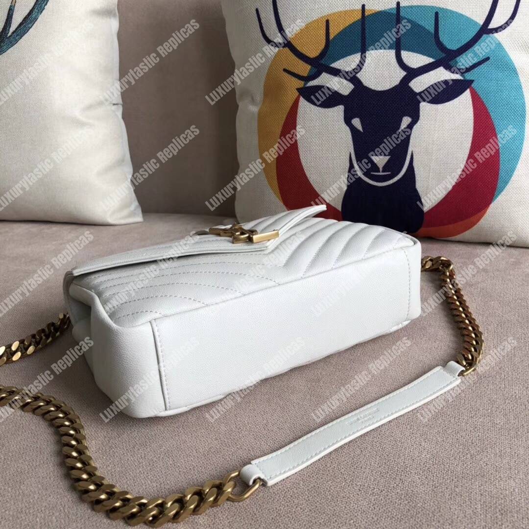 Saint Laurent College Medium In Quilted Leather Blanc Vintage