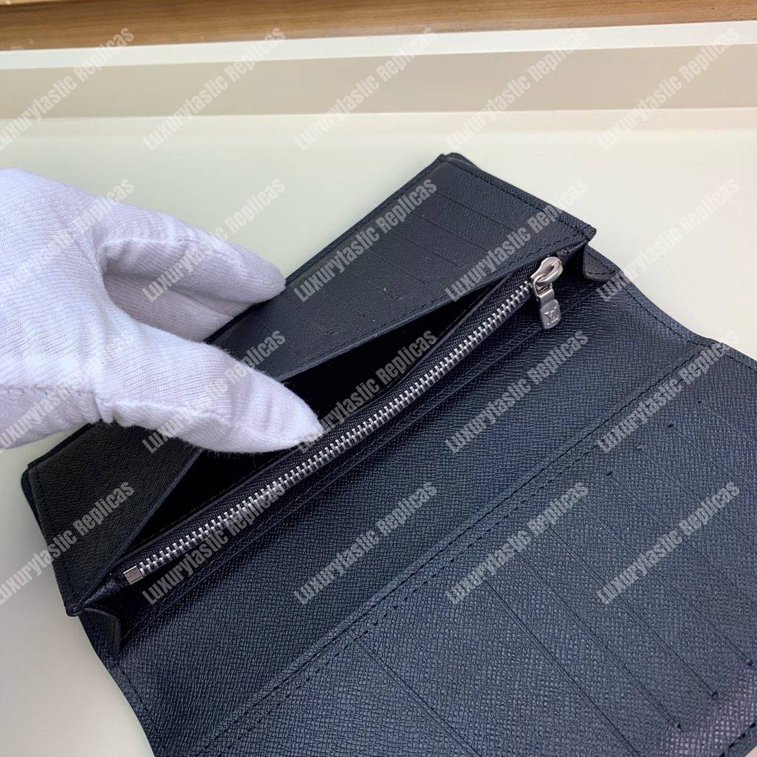 LV Brazza Wallet Epi Leather Yellow Initial Noir