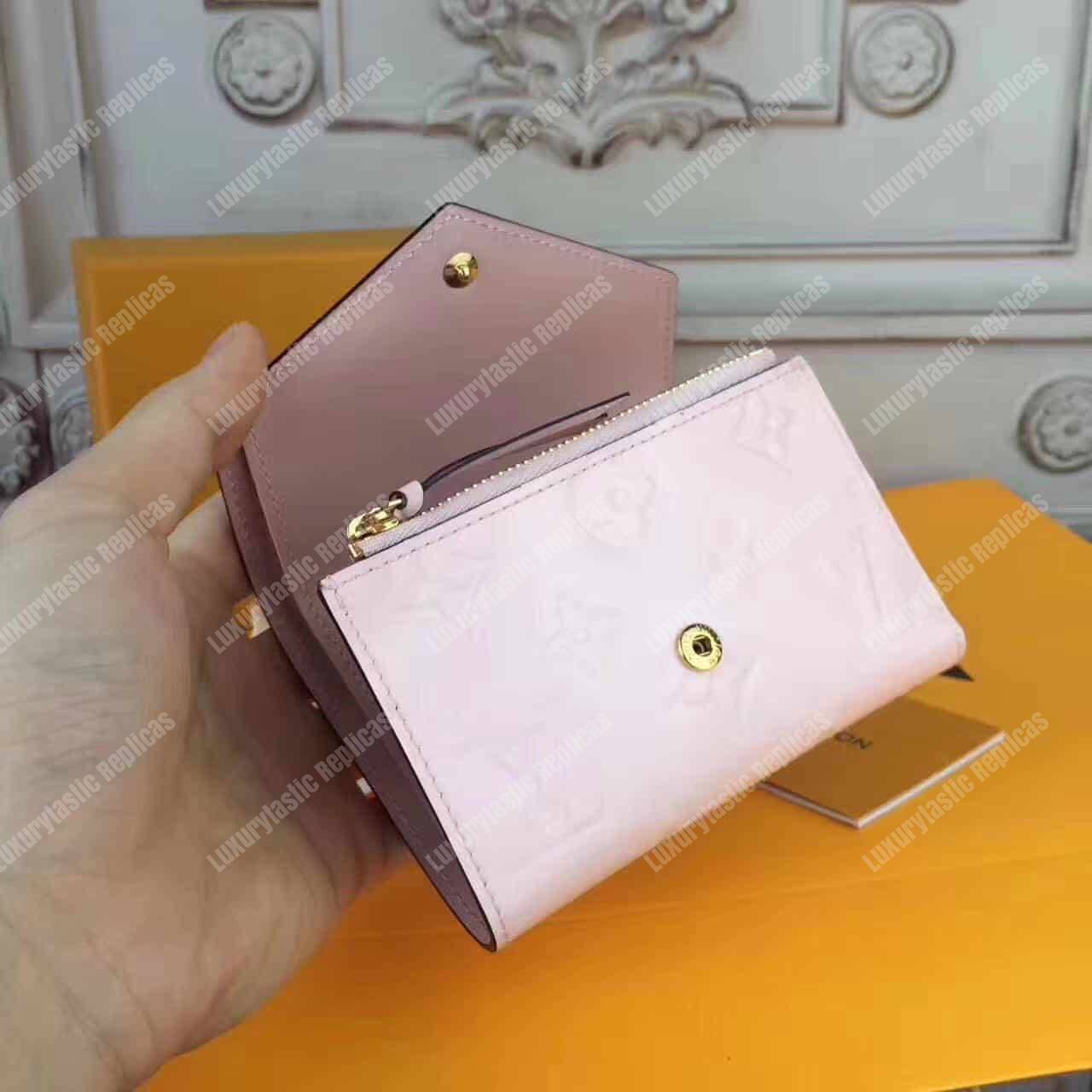 LV Victorie Wallet Monogram Vernis Leather Rose Ballerine