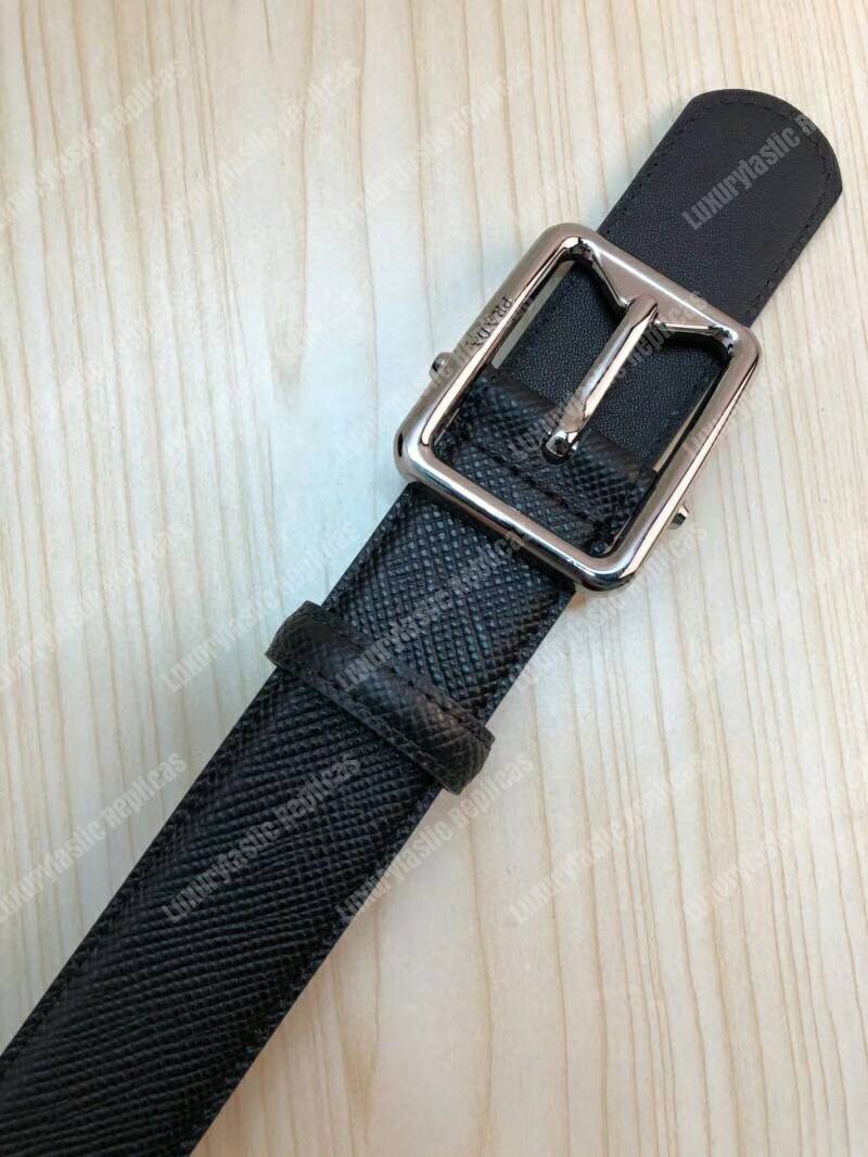Pra*a saffiano leather belt black