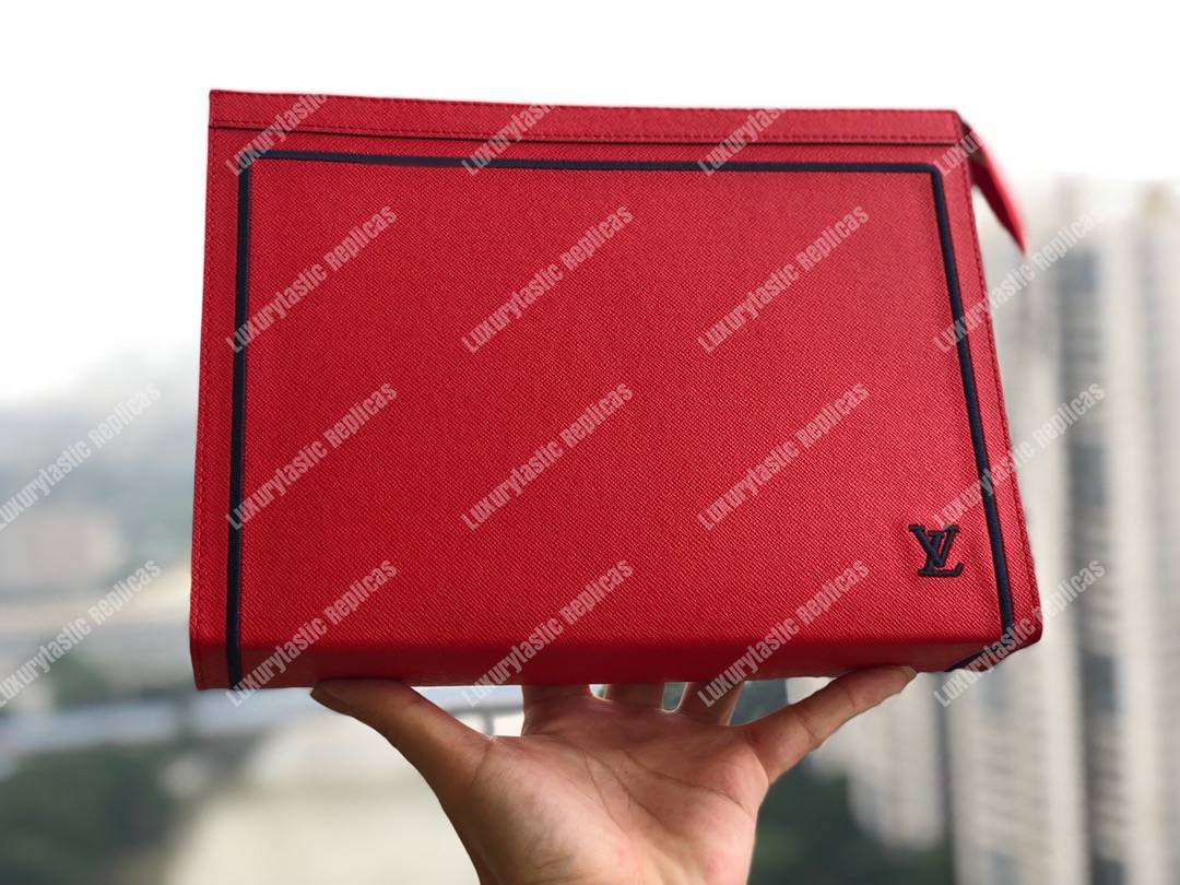 LV Pochette Voyage MM Taiga Leather Red