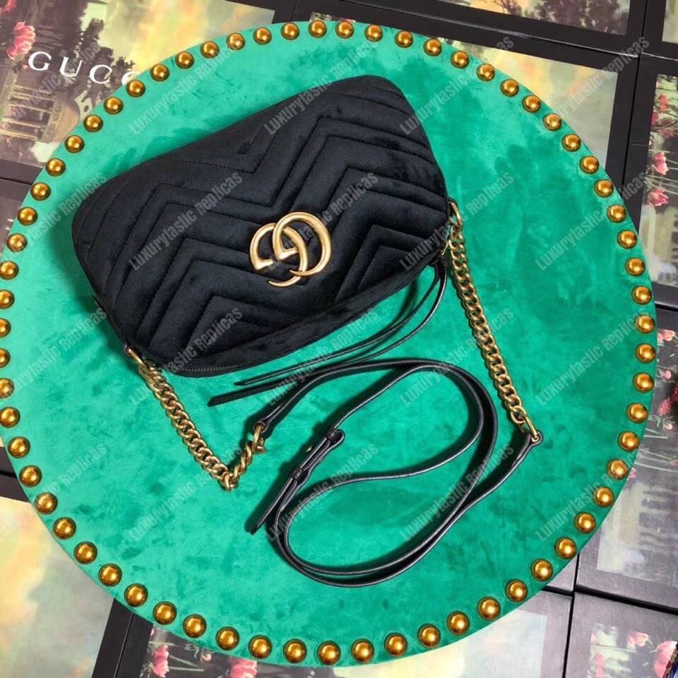 G*u*i gg marmont velvet small shoulder bag black