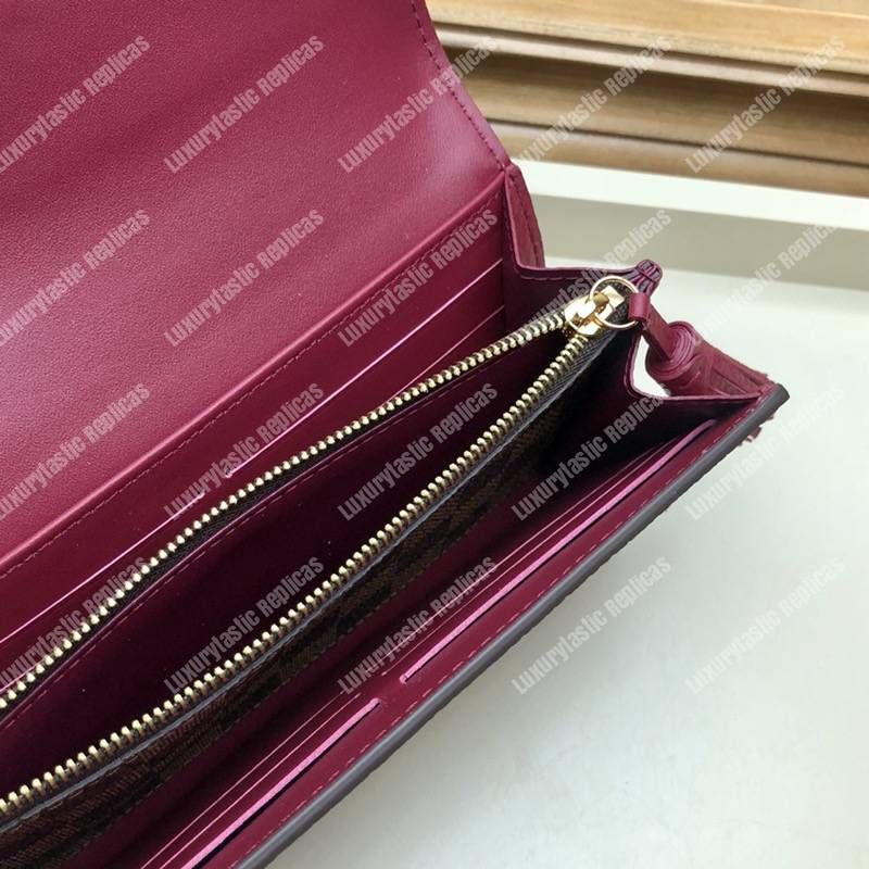 LV Croisette Wallet Damier canvas w/ grained leather Lie De Vin