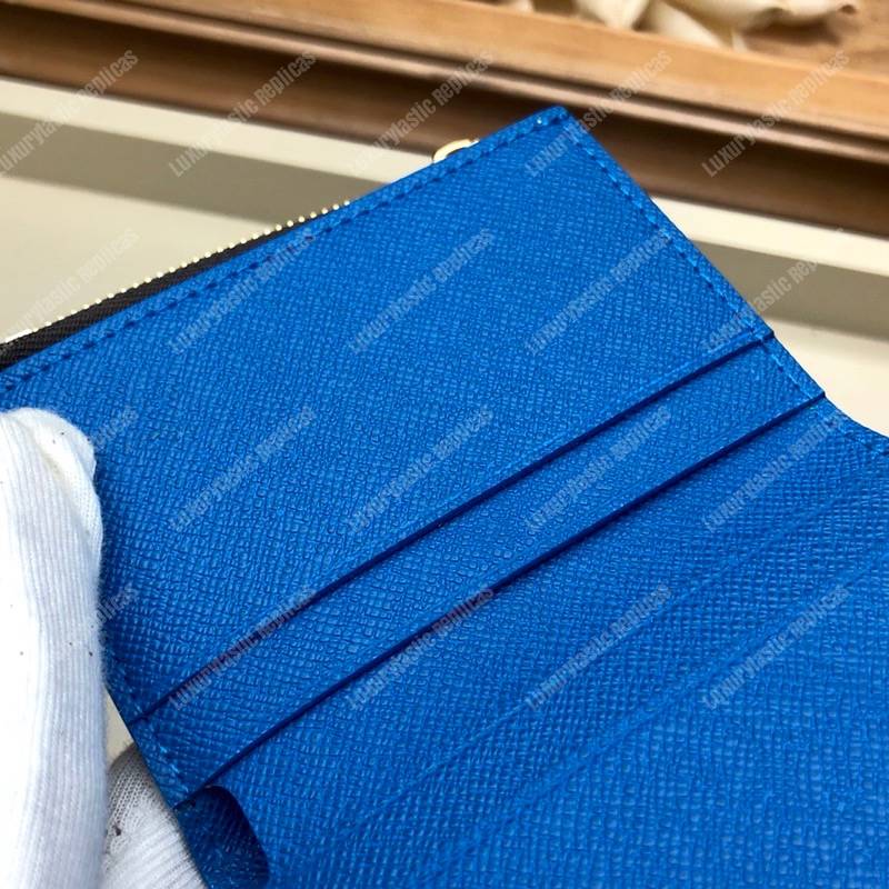 LV Zoé Wallet Monogram Bleu Jean colored leather