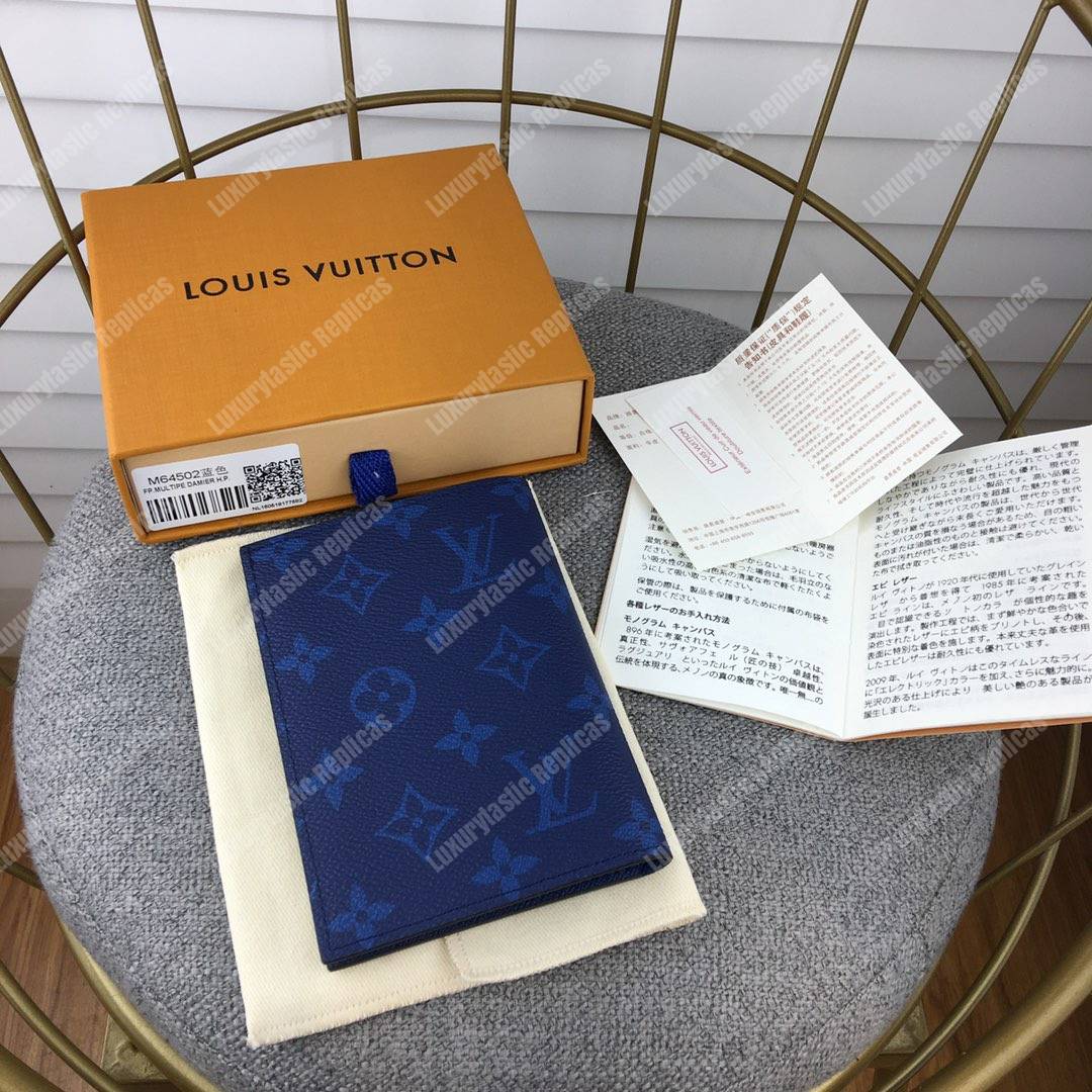 LV Passport Cover Taiga Monogram Cobalt