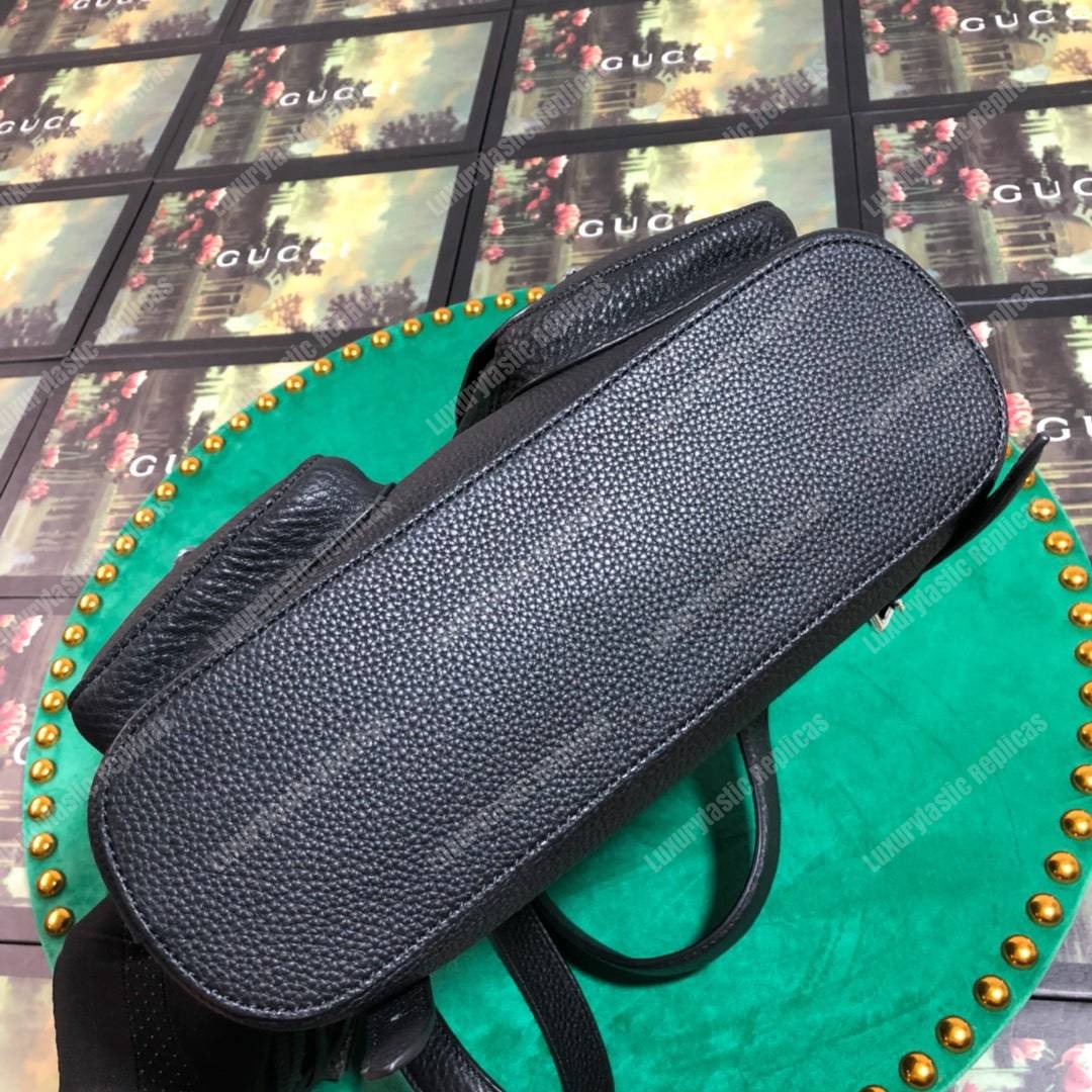 G*u*i leather bamboo tassel backpack black