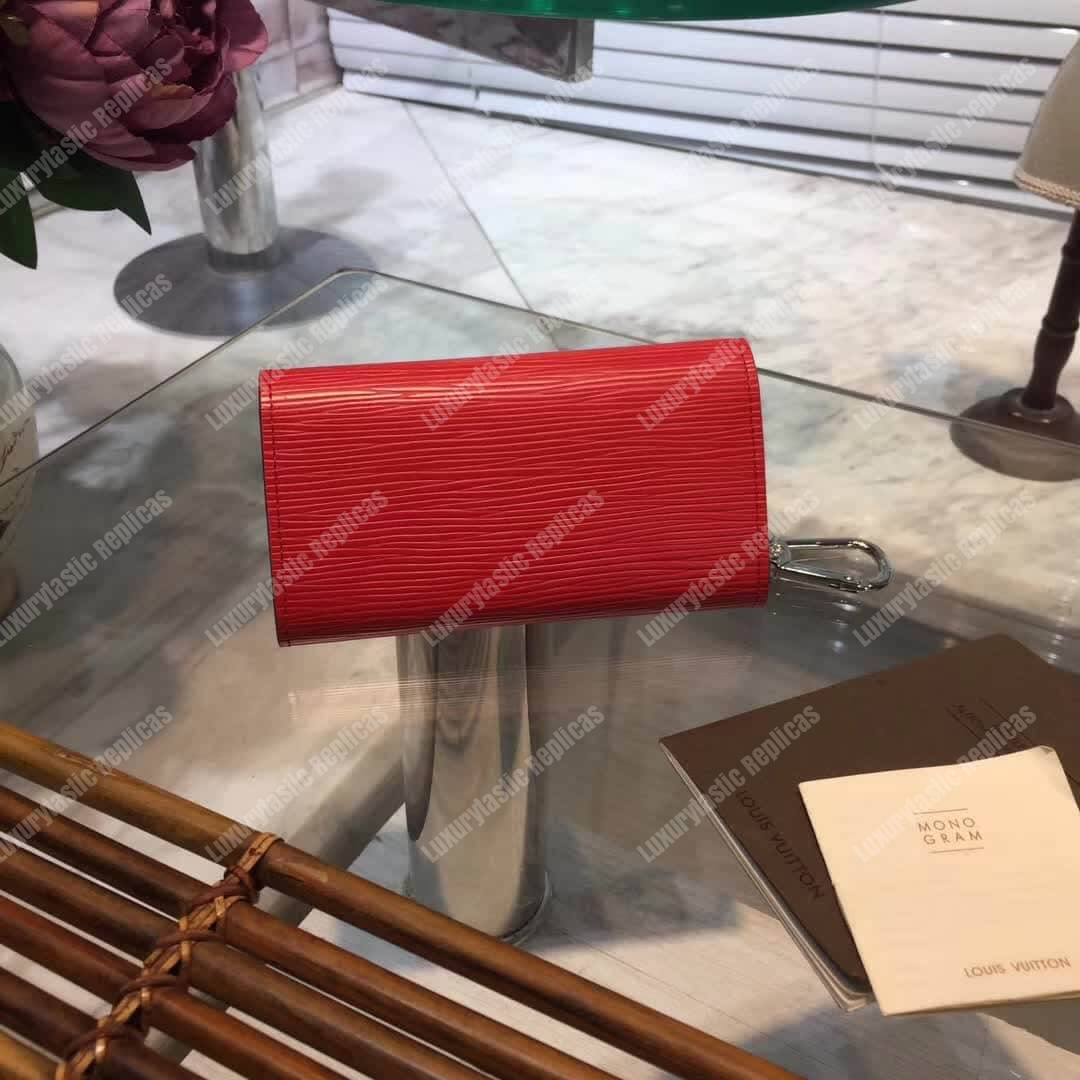 LV Key Pouch Epi Leather Coquelicot