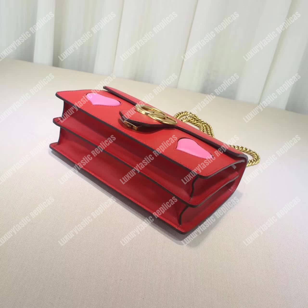 G*u*i gg marmont leather shoulder bag hearts red