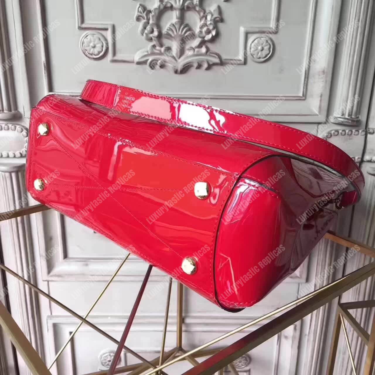 LV Montaigne MM Tote Bag Monogram Vernis Red