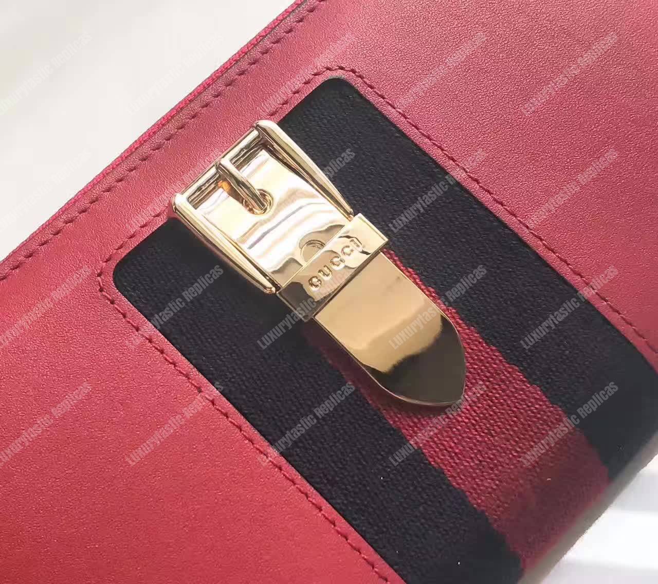 G*u*i sylvie leather zip around wallet hibiscus red