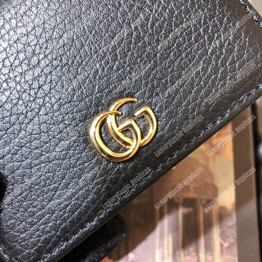 G*u*i leather card case black
