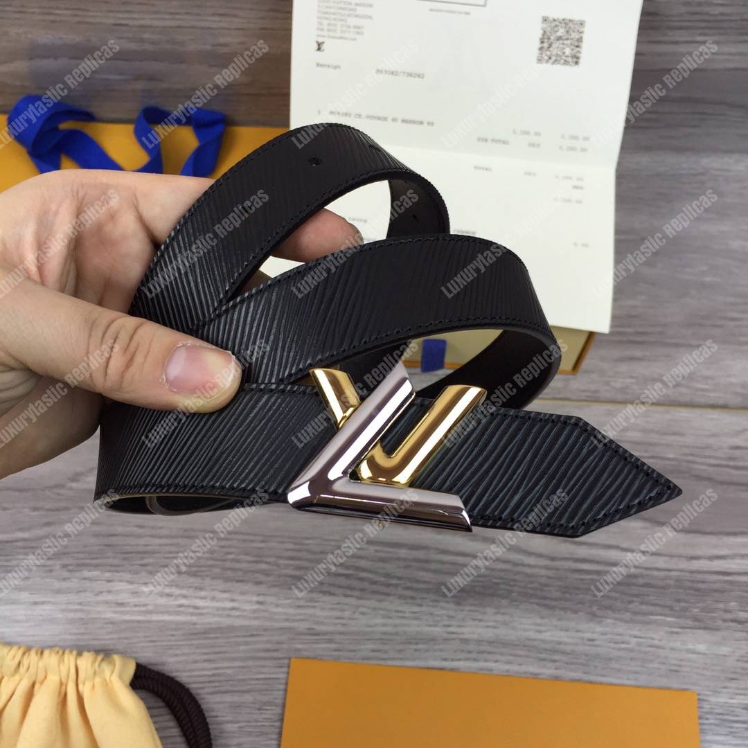 LV Twist 30MM Epi Leather Belt Black