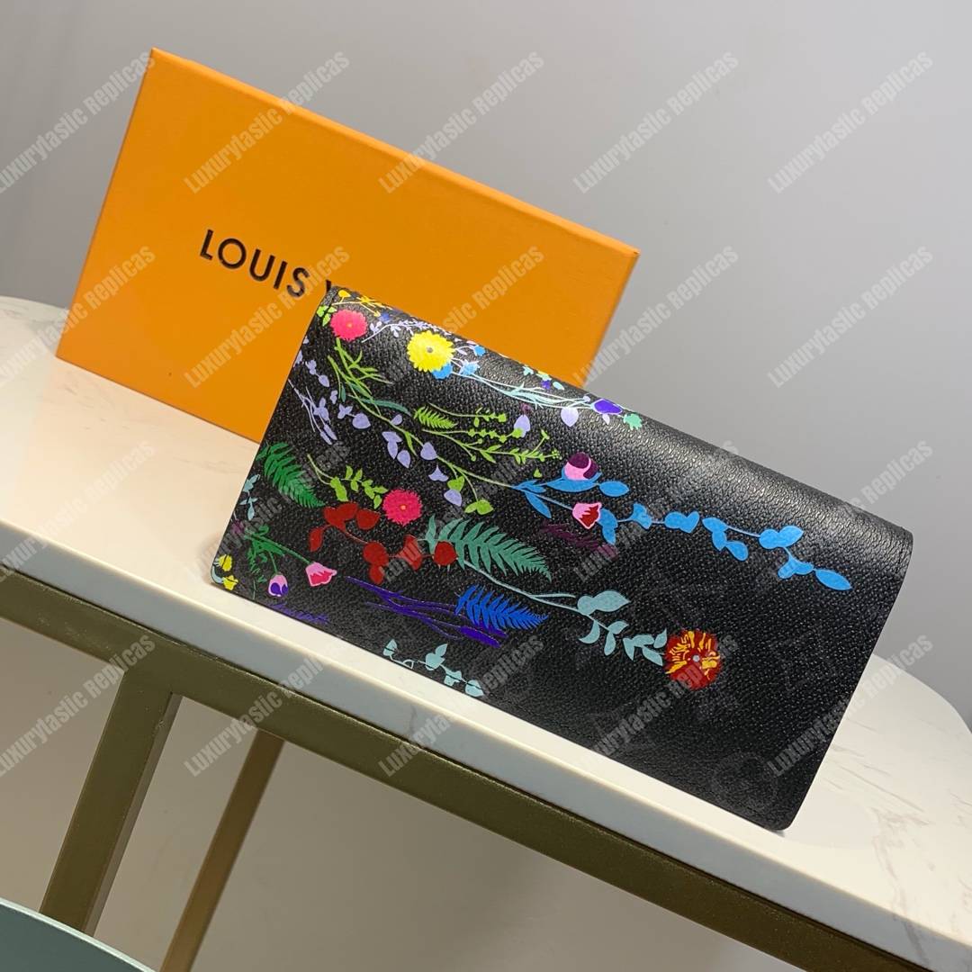LV Flower Brazza Wallet Monogram Eclipse Canvas