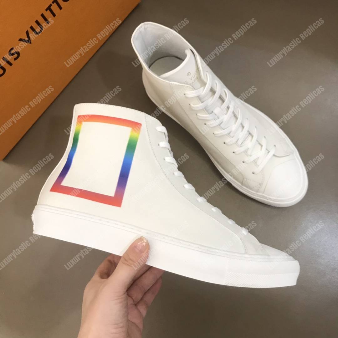 LV Tattoo Sneaker Boot Rainbow Rectangle White