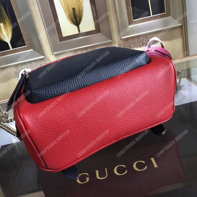 G*u*i soho leather chain backpack red