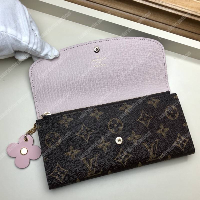 LV Emilie Wallet Monogram Rose Ballerine