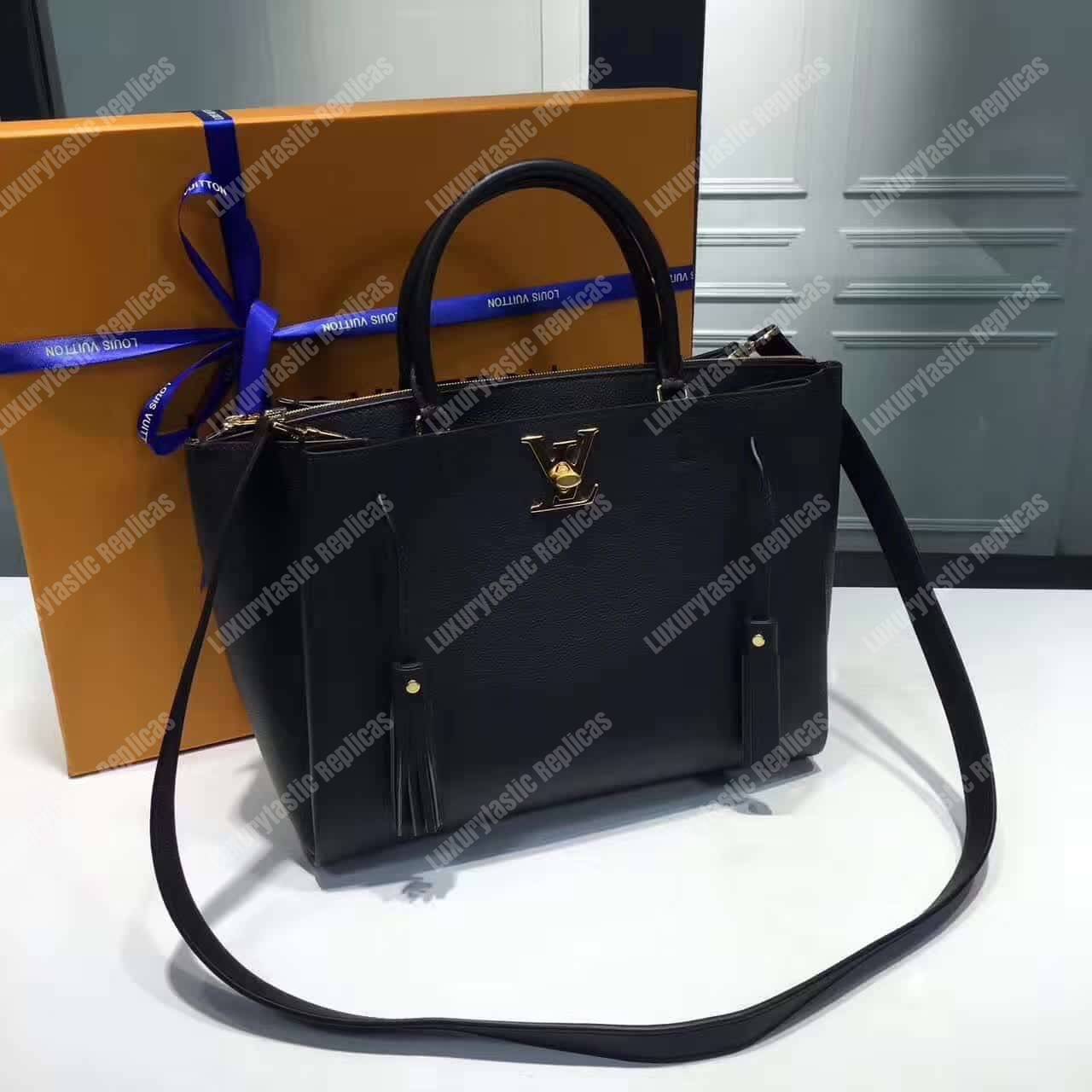 LV Lockmeto Handbag Luxury Leather Noir