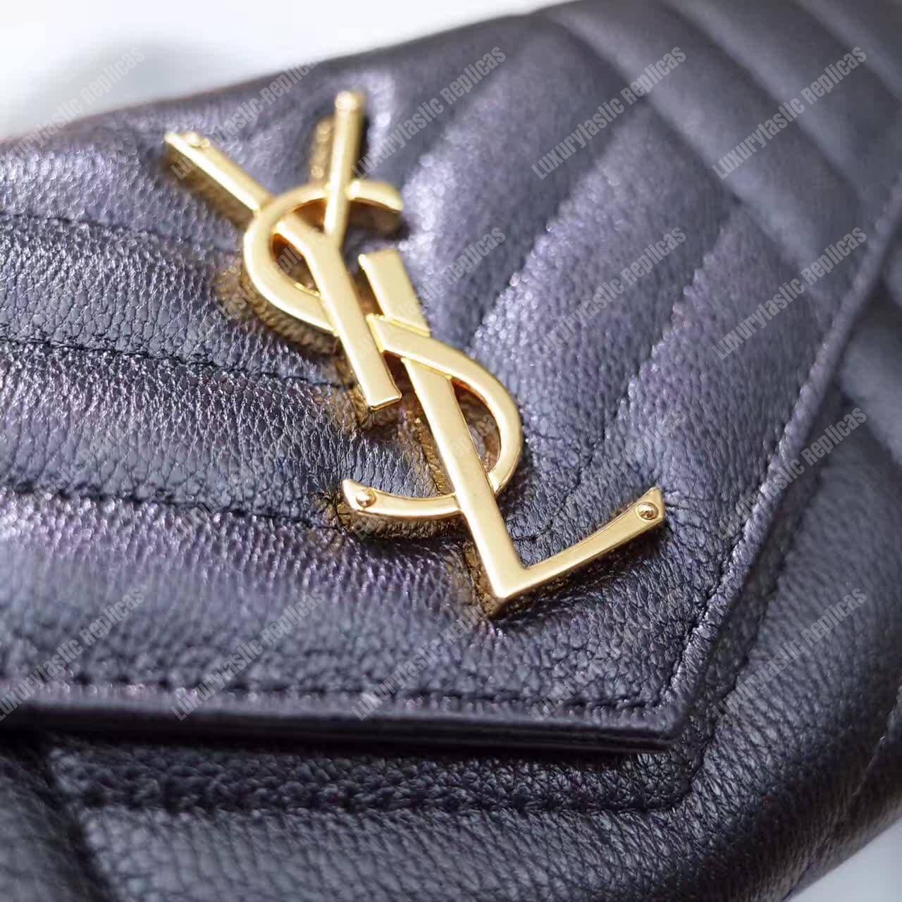 Saint Laurent Monogram Large Flap In Grain De Poudre Embossed Black