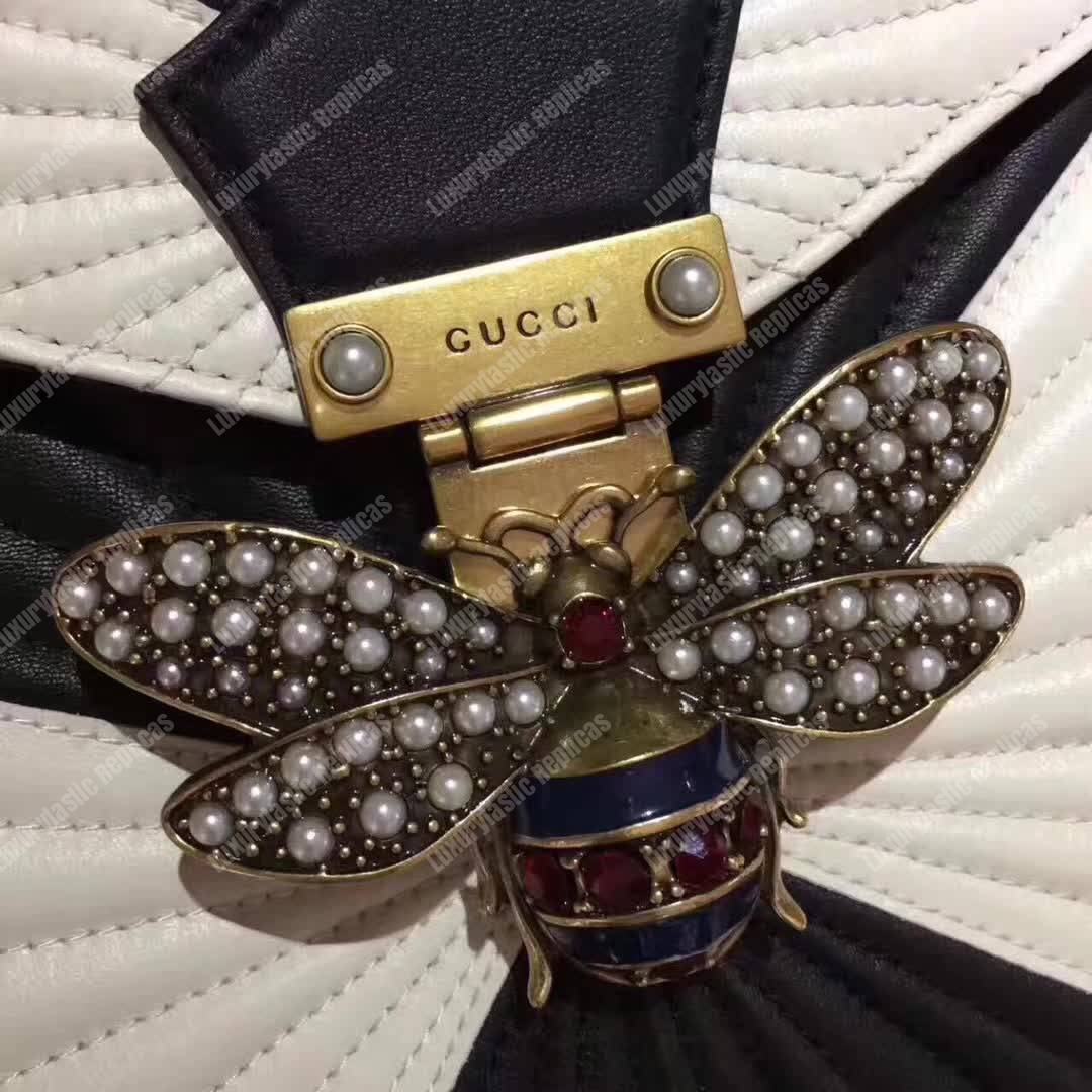 G*u*i queen margaret top handle bag black white