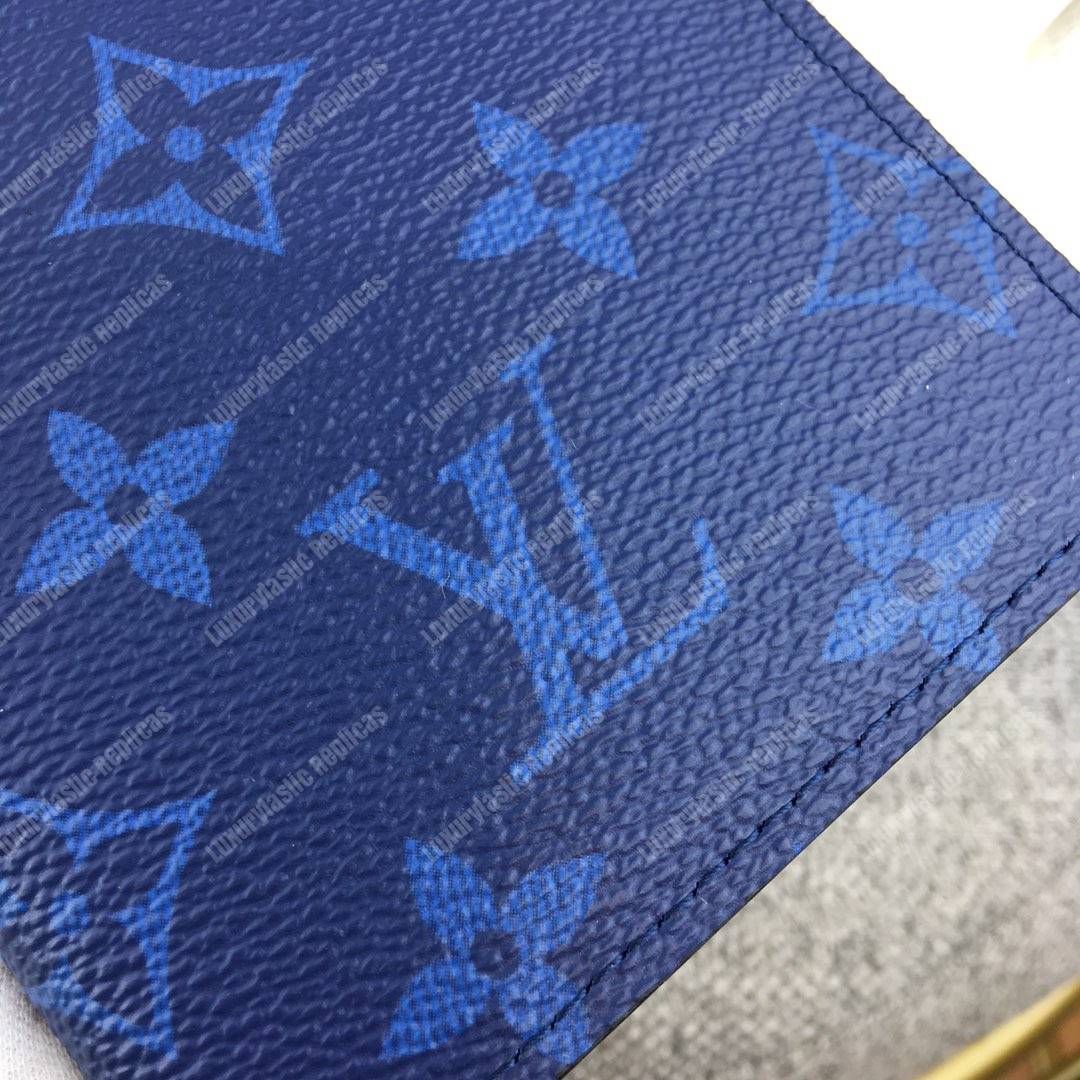 LV Passport Cover Taiga Monogram Cobalt