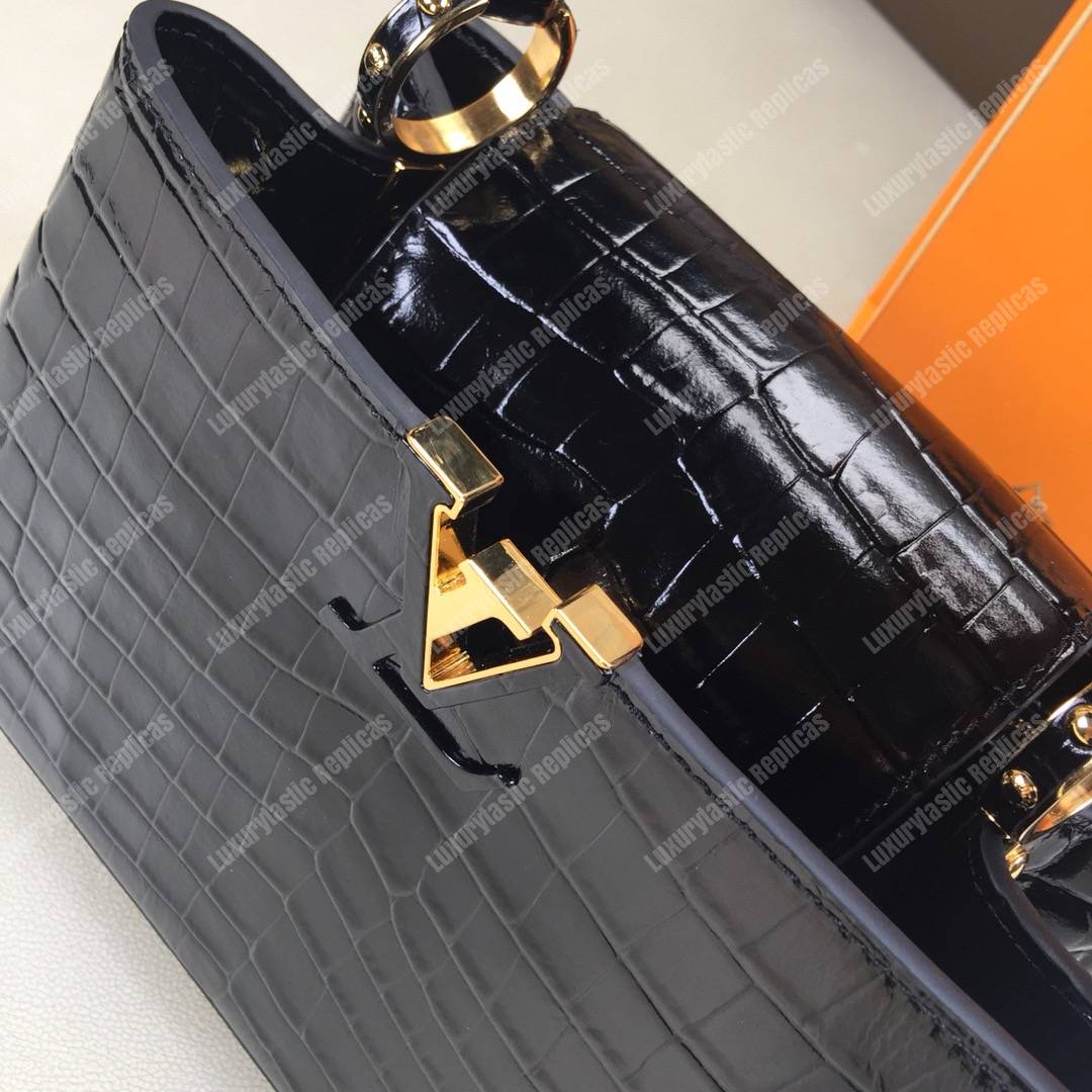 LV Capucines BB Crocodilien Brillant Noir