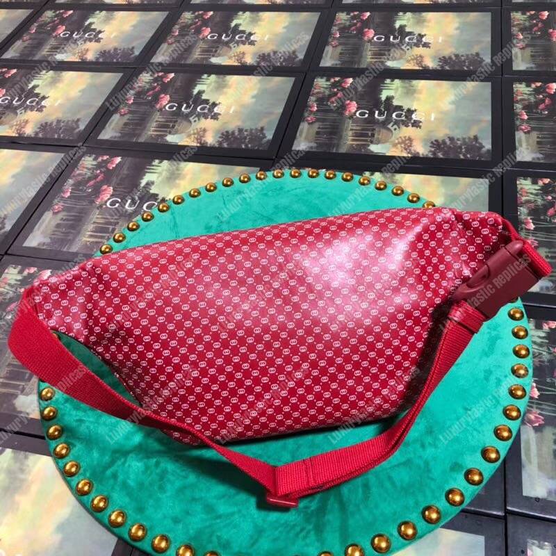 G*u*i G*u*i-dapper dan belt bag hibiscus red with white gg pattern