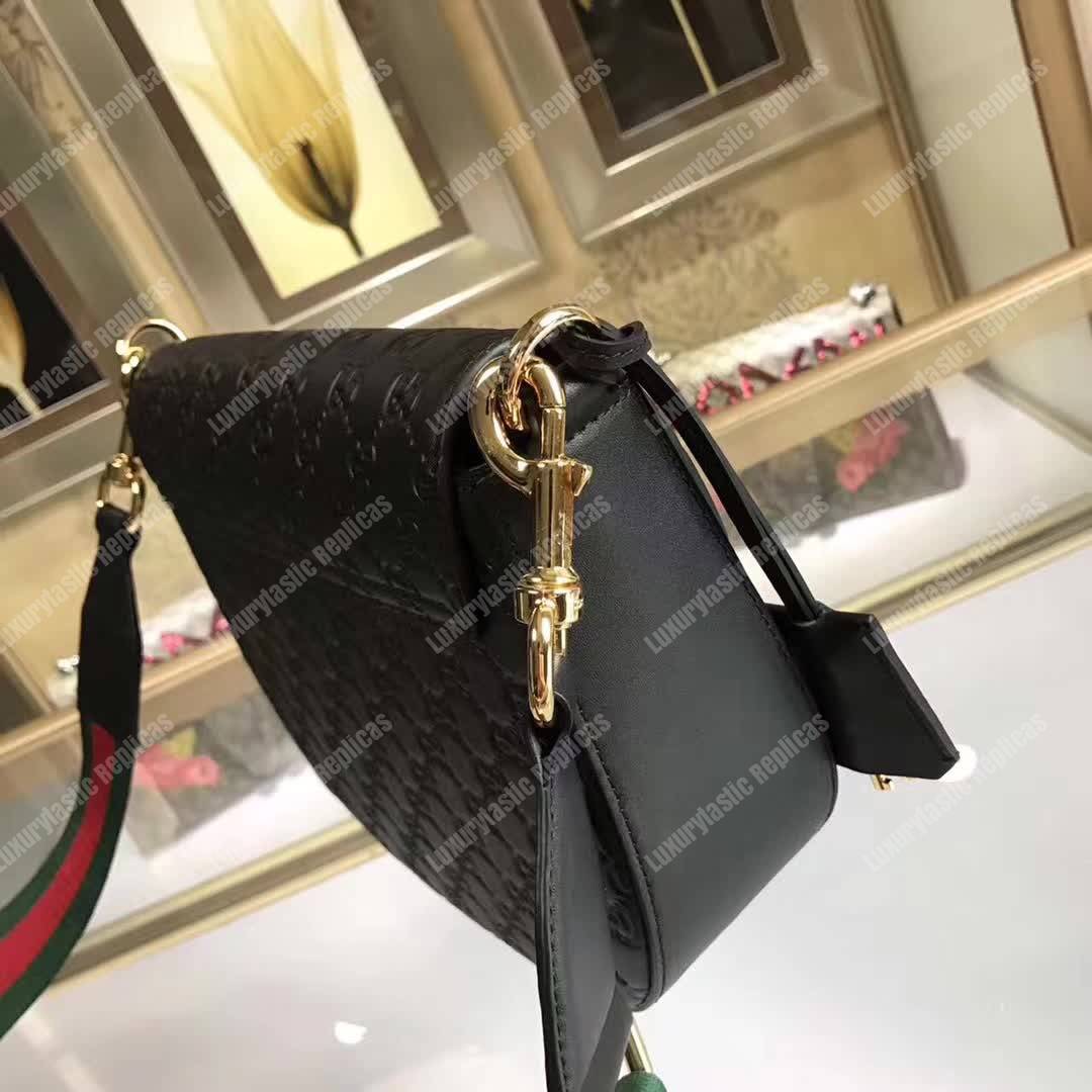 G*u*i padlock medium gg signature shoulder bag black