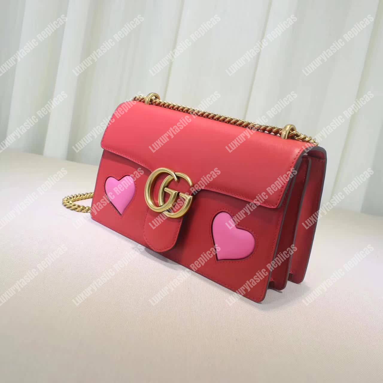 G*u*i gg marmont leather shoulder bag hearts red