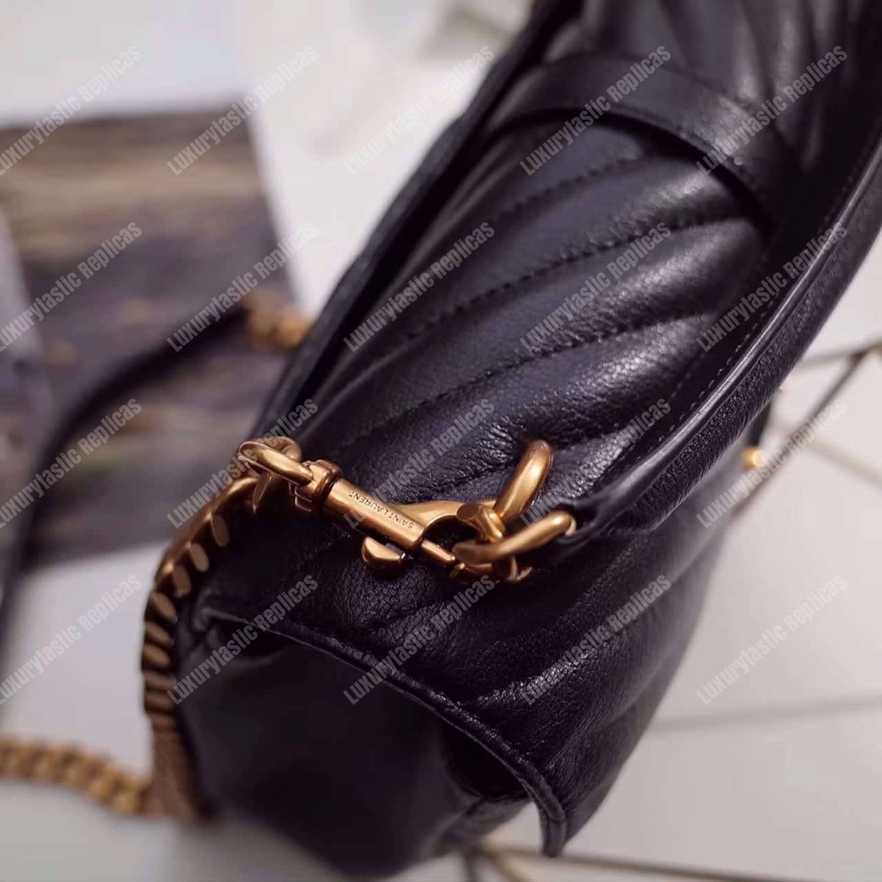 Saint Laurent Classic Medium College Monogram Black Gold-Toned