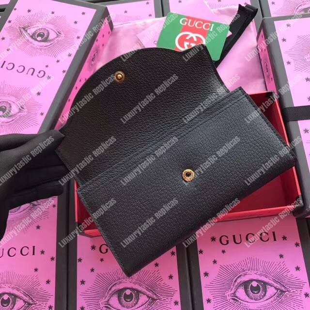 G*u*i embroidered leather continental wallet black