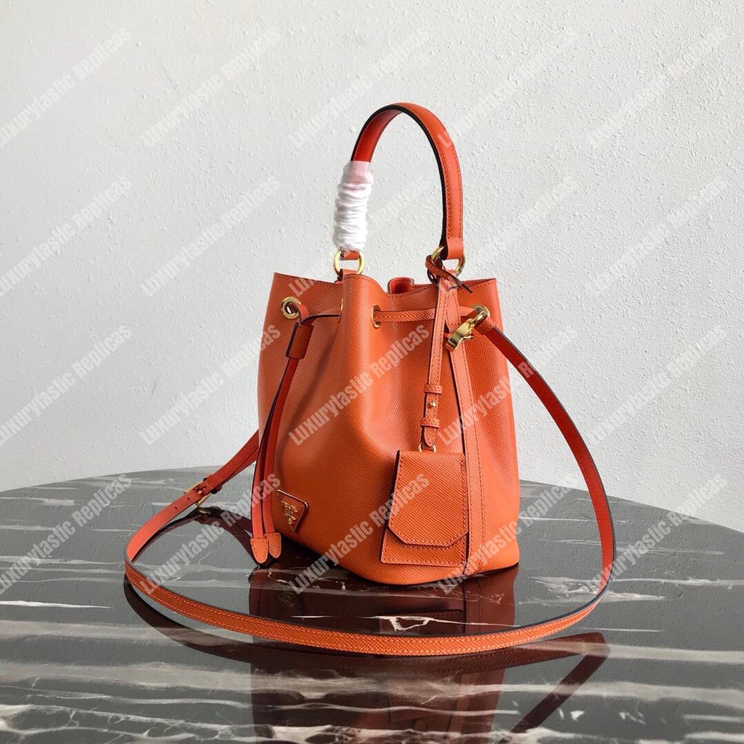 Pra*a saffiano leather bucket bag orange