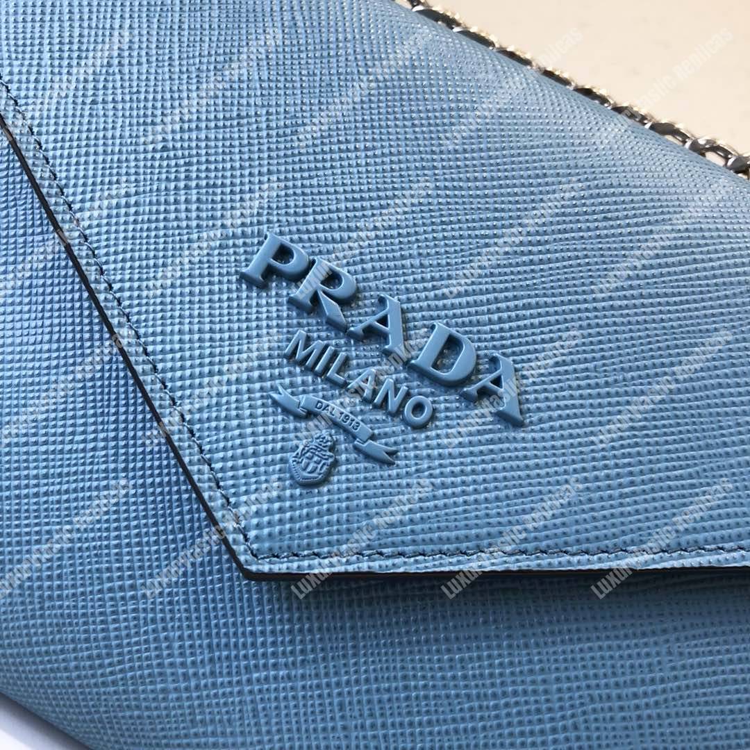 Pra*a monochrome saffiano leather bag light blue