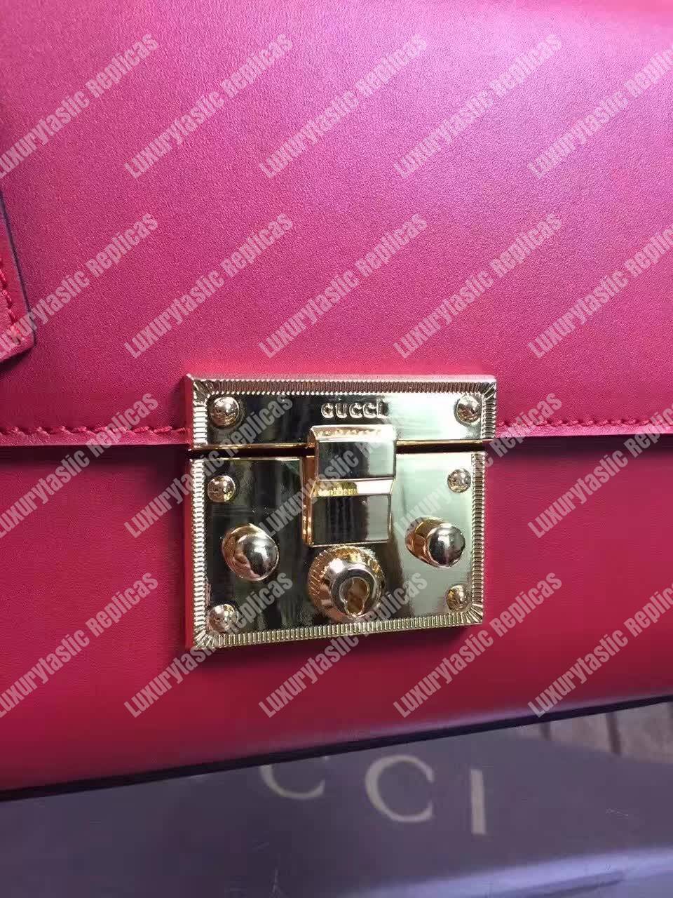 G*u*i padlock leather shoulder bag red